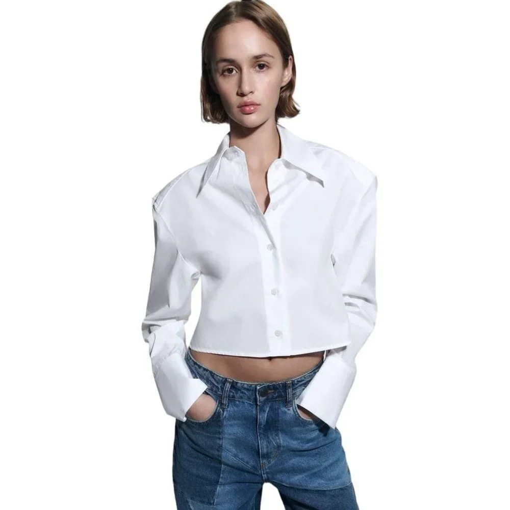 ZARA SHORT POPLIN SHIRT WHITE SIZE XS | 2265/411_2